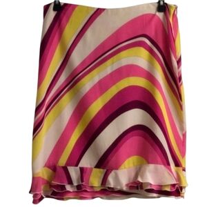 Escada Skirt '70s Swirl 100% Silk/Poly Lining Vintage Women's Size 40/US10
